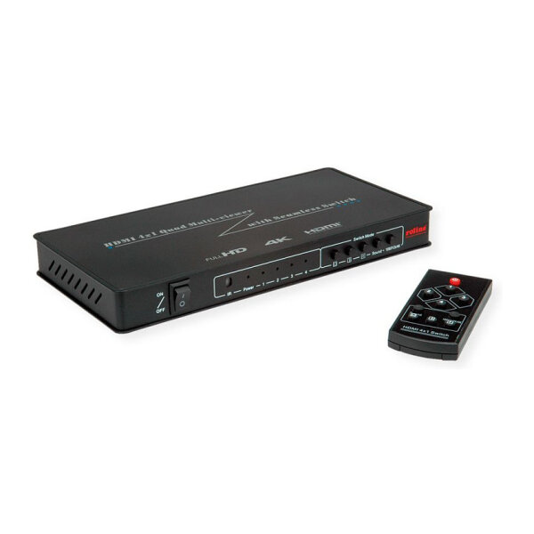 ROLINE HDMI 4x1 QUAD Multi-Viewer Switch, nahtlose Umschaltung