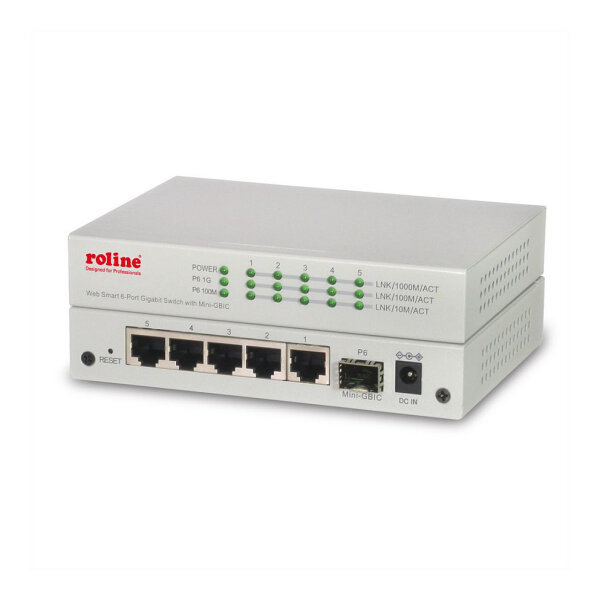 ROLINE Gigabit Ethernet Switch 6 Ports (5x 10/100/1000 + 1x SFP), WebSmart