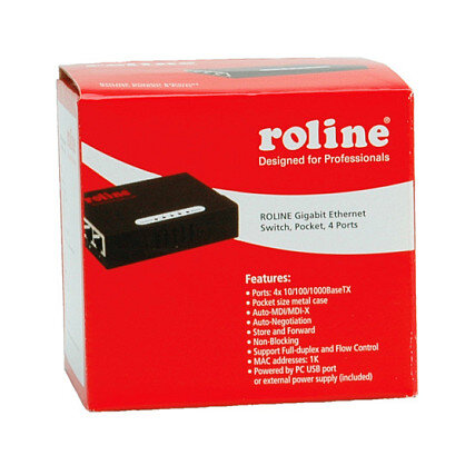 ROLINE Gigabit Ethernet Switch, Pocket, 4 Ports