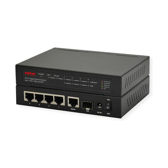 ROLINE Gigabit Ethernet Switch 6 Ports (5x 10/100/1000 + 1x SFP, 4x PoE+)