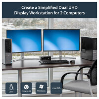 STARTECH.COM DisplayPort KVM Switch - 2 Port - Dual-Display - 4k 60hz - USB Hub - Audio and Microphone