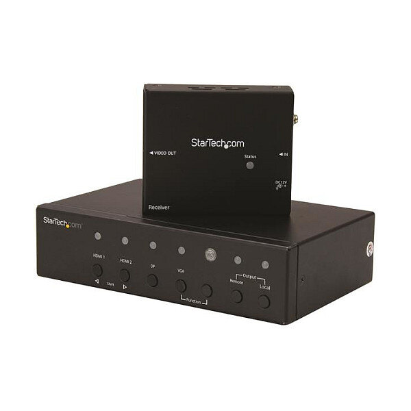 STARTECH.COM Multi-Input HDBaseT Extender mit eingebautem Switch - DisplayPort, VGA und HDMI over CAT5/ CAT6 - bis zu 4K - 70m