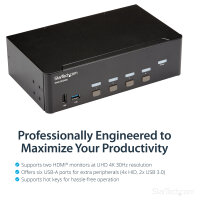 STARTECH.COM KVM Switch HDMI 4 Port - 4K 30 Hz - KVM Extender fr HDMI - KVM HDMI Umschalter