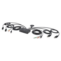 STARTECH.COM 2-Port Dual Monitor KVM Switch DisplayPort 4K 60Hz KVM mit 1,5m Integrierten Kabeln USB-A/DisplayPort/Audio DP KVM Swit