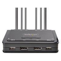 STARTECH.COM 2-Port Dual Monitor KVM Switch DisplayPort 4K 60Hz KVM mit 1,5m Integrierten Kabeln USB-A/DisplayPort/Audio DP KVM Swit
