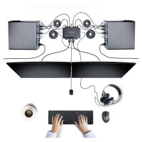 STARTECH.COM 2-Port Dual Monitor HDMI KVM Switch 4K 60Hz KVM mit 1,5m Integrierten Kabeln USB-A/HDMI/Audio HDMI KVM Switch