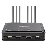 STARTECH.COM 2-Port Dual Monitor HDMI KVM Switch 4K 60Hz KVM mit 1,5m Integrierten Kabeln USB-A/HDMI/Audio HDMI KVM Switch