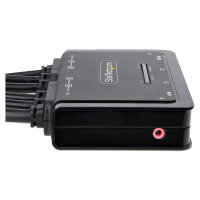 STARTECH.COM 2-Port Dual Monitor HDMI KVM Switch 4K 60Hz KVM mit 1,5m Integrierten Kabeln USB-A/HDMI/Audio HDMI KVM Switch