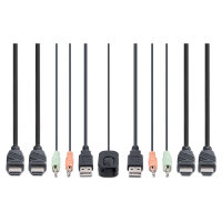 STARTECH.COM 2-Port Dual Monitor HDMI KVM Switch 4K 60Hz KVM mit 1,5m Integrierten Kabeln USB-A/HDMI/Audio HDMI KVM Switch