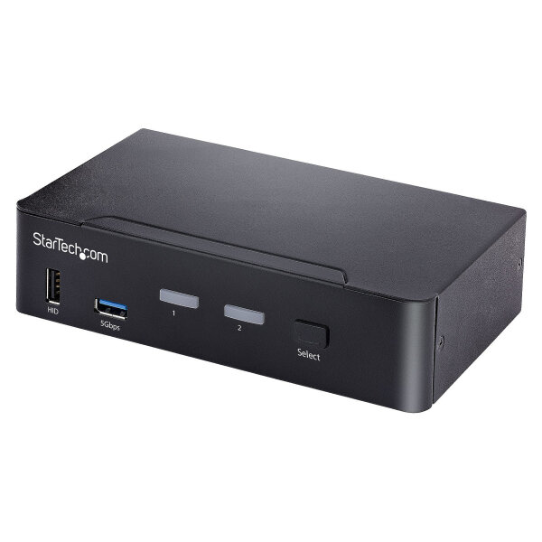 STARTECH.COM 2 Port USB C KVM Switch KVM Umschalter mit 4K 60Hz DisplayPort Thunderbolt 3/4 und USB C DP Alt Mode Audio USB A Hub