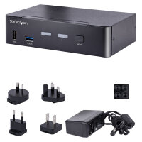 STARTECH.COM 2 Port USB C KVM Switch KVM Umschalter mit 4K 60Hz DisplayPort Thunderbolt 3/4 und USB C DP Alt Mode Audio USB A Hub