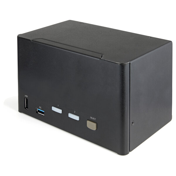 STARTECH.COM 2 Port Quad Monitor DisplayPort KVM Switch - 4K 60Hz UHD HDR - DP 1.2 KVM Umschalter - Audio - Hotkey - TAA
