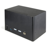 STARTECH.COM 2 Port Quad Monitor DisplayPort KVM Switch - 4K 60Hz UHD HDR - DP 1.2 KVM Umschalter - Audio - Hotkey - TAA