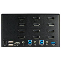 STARTECH.COM 2 Port Quad Monitor DisplayPort KVM Switch - 4K 60Hz UHD HDR - DP 1.2 KVM Umschalter - Audio - Hotkey - TAA