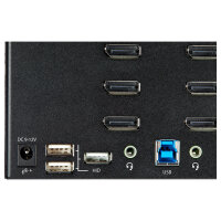 STARTECH.COM 2 Port Quad Monitor DisplayPort KVM Switch - 4K 60Hz UHD HDR - DP 1.2 KVM Umschalter - Audio - Hotkey - TAA