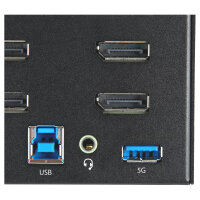 STARTECH.COM 2 Port Quad Monitor DisplayPort KVM Switch - 4K 60Hz UHD HDR - DP 1.2 KVM Umschalter - Audio - Hotkey - TAA