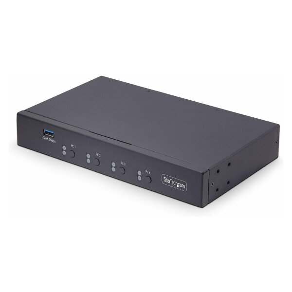 STARTECH.COM 4-Port KM Switch mit Maus-Roaming USB 3.0 Umschalter Tastatur und Maus Switch 3,5mm/USB Audio TAA Konform