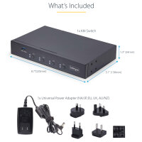 STARTECH.COM 4-Port KM Switch mit Maus-Roaming USB 3.0 Umschalter Tastatur und Maus Switch 3,5mm/USB Audio TAA Konform