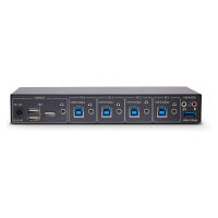 STARTECH.COM 4-Port KM Switch mit Maus-Roaming USB 3.0 Umschalter Tastatur und Maus Switch 3,5mm/USB Audio TAA Konform