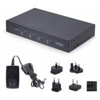 STARTECH.COM 4-Port KM Switch mit Maus-Roaming USB 3.0 Umschalter Tastatur und Maus Switch 3,5mm/USB Audio TAA Konform