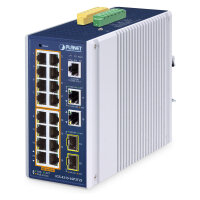 PLANET Industrial 16-Port PoE+ Managed Switch IGS-4215-16P2T