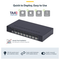 STARTECH.COM 8 Port DisplayPort KVM Switch 1HE Rackmount Satz 4K 60Hz DP 1.2 KVM Umschalter Taste/Hotkey TAA