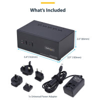 STARTECH.COM 2-Port Dual-Monitor KVM Switch DisplayPort und HDMI 4K 60Hz 5Gbps USB-Hub 2x USB-HID Hybrid KVM/Umschalter