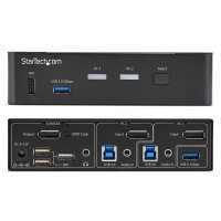 STARTECH.COM 2-Port DisplayPort KVM Switch 4K 60Hz DP 1.2 HDCP 1.4 EDID Management 2-Port USB 3.0 Hub DP KVM Umschalter