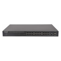 INTELLINET 24-Port PoE Gigabit Switch Web-Managed 2 GBIC SFP Ports Ausgangsleistung bis zu 30 Watt pro Port PoE+ IEEE 802.3at/af