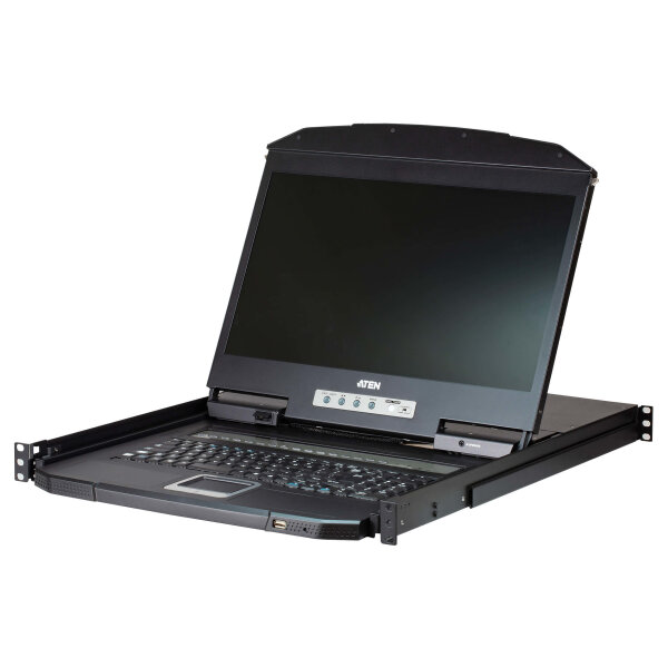 ATEN CL3108NX KVM-Switch, 18,5Zoll TFT, VGA, PS/2-USB, 8 Port, CH-Layout