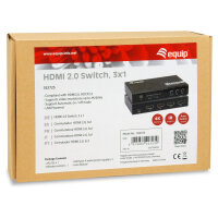 Equip Switch HDMI2.0 3-In/1-Out +Fernbed. 4K/60Hz 18Gbps