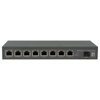 LevelOne PoE+Switch 8xGE PoE/1x10GSFP+ 120W unmanged Plastik