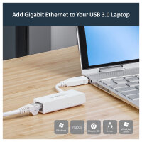 StarTech USB 3.0 auf Gigabit Ethernet Lan Adapter - 10/100/1000 NIC Netzwerkadapter - USB SuperSpeed auf RJ45 Stecker/Buchse