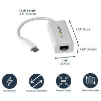 StarTech US1GC30W USB 3.0 Type C to Gigabit Ethernet Adapter White