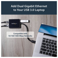 StarTech USB32000SPT USB 3.0 to Dual Gigabit LAN adapter with USB port