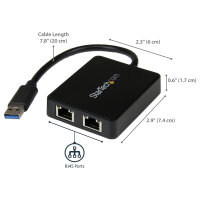 StarTech USB32000SPT USB 3.0 to Dual Gigabit LAN adapter with USB port