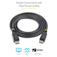 StarTech 0.5m Short DisplayPort 1.2 Cable with Latches M/M DisplayPort 4k