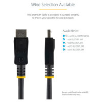 StarTech 0.5m Short DisplayPort 1.2 Cable with Latches M/M DisplayPort 4k