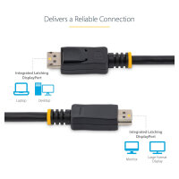 StarTech 0.5m Short DisplayPort 1.2 Cable with Latches M/M DisplayPort 4k
