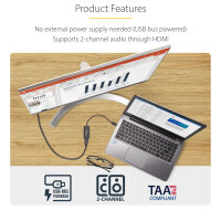 StarTech Slim USB 3.0 to HDMI External Video Card Multi Monitor Adapter 1920x1200 / 1080p