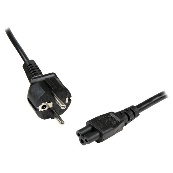 StarTech 2m 3 Prong Laptop Power Cord Schuko CEE7 to C5 Clover Leaf Power Cable Lead