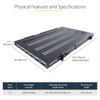 StarTech 1 HE verstellbarer Schwerlast Fachboden fr Server Rack/ Schrank bis 113 Kg - Fachboden Serverschrank 1HE belftet