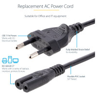 StarTech 1m Standard Laptop Power Cord - EU to C7 Power Cable Lead