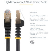 StarTech CAT6a Ethernet Cable - 2m - Black Network Cable - Snagless RJ45 Cable - Ethernet Cord - 2 m / 6 ft