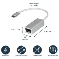 StarTech USB-C auf Gigabit Netzwerk Adapter - USB Type-C Ethernet Konverter mit Aluminium Gehuse - Silber