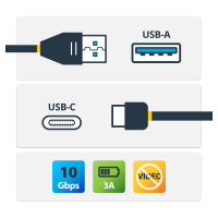 StarTech USB to USB C Cable 1.6 ft / 0.5m M/M USB 3.1 10Gbps USB-C to USB 3.0 USB Type C to Type A Cable