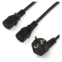 StarTech 2m C13 Power Cord - Schuko to 2x C13 - Y...