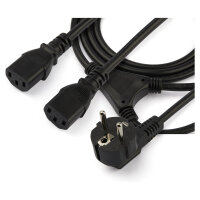 StarTech 2m C13 Power Cord - Schuko to 2x C13 - Y Splitter Power Cable