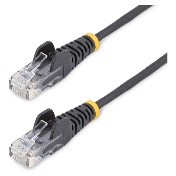 StarTech 2 m CAT6 Cable - Slim CAT6 Patch Cord - Black - Snagless RJ45 Connectors - Gigabit Ethernet Cable - 28 AWG