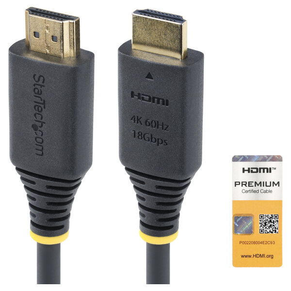StarTech 1m (3.3ft) Premium Certified High Speed HDMI Cable, 4K60Hz